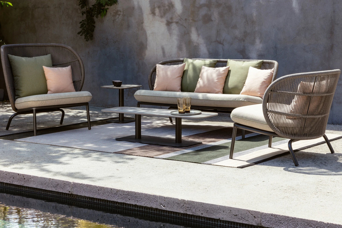 Vincent Sheppard KODO Coffee Table as a Set of Tables in the Outdoor Lounge Area