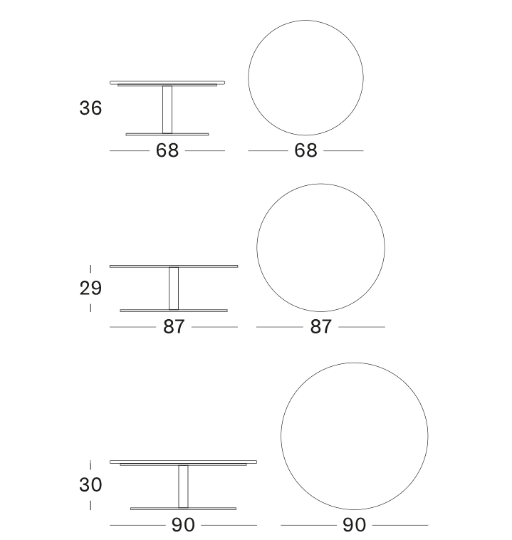 Vincent Sheppard KODO Round Coffee Table Dimensions