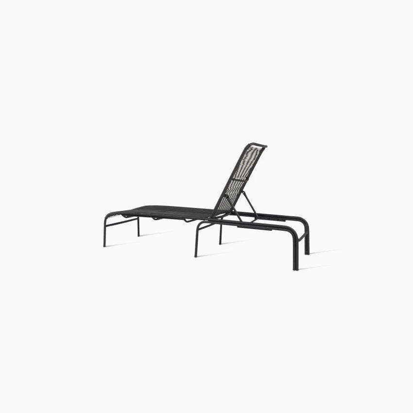 Vincent Sheppard LOOP Sun Lounger in Black with an Aluminum Frame and Wicker Weave