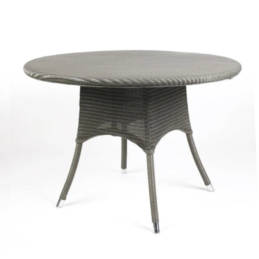 Table de jardin ronde Vincent Sheppard NÎMES avec tressage Lloyd Loom, couleur Quartz Grey.