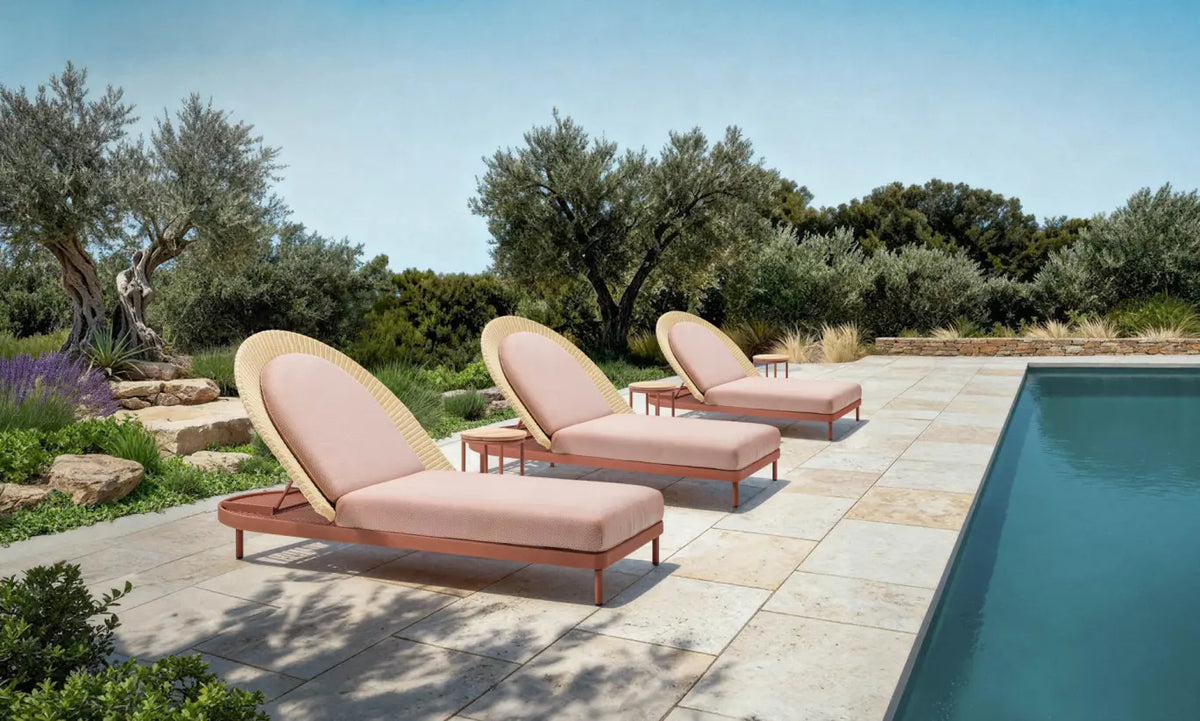 Vincent Sheppard WICKED Sun Lounger in Terracotta Natural by the Pool