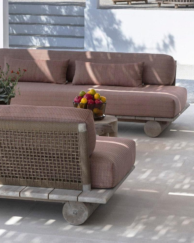 EDGE garden sofa by Gommaire with back cushions in garden lounge - high-quality outdoor seating group with teak frame and weatherproof fabrics