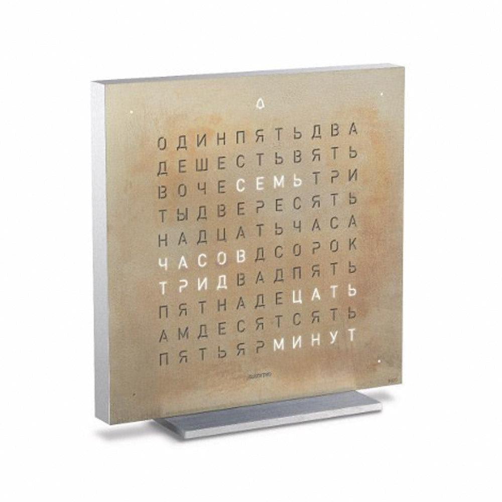 QLOCKTWO EARTH 13.5 Silver & Gold – боковой вид дизайнерских настольных часов из серебра и золота