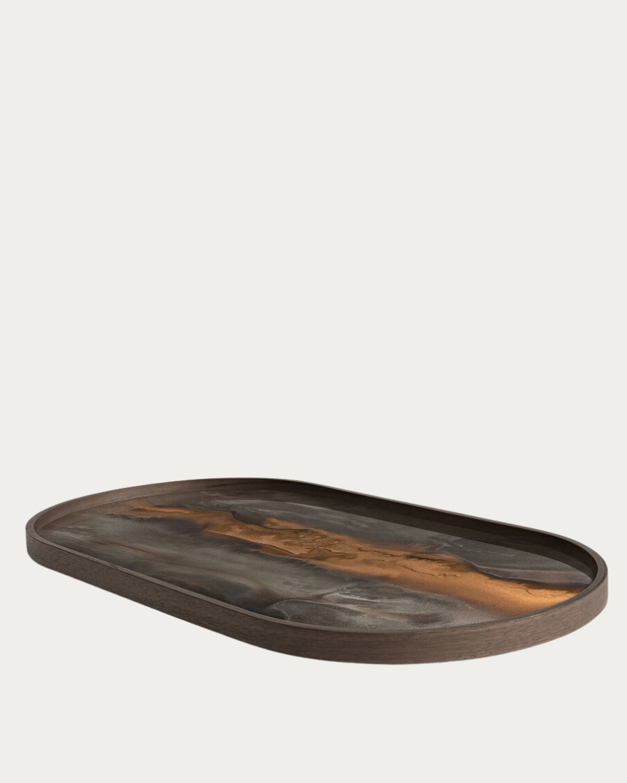 Plateau en verre BRONZE ORGANIC Oblong - 71x36