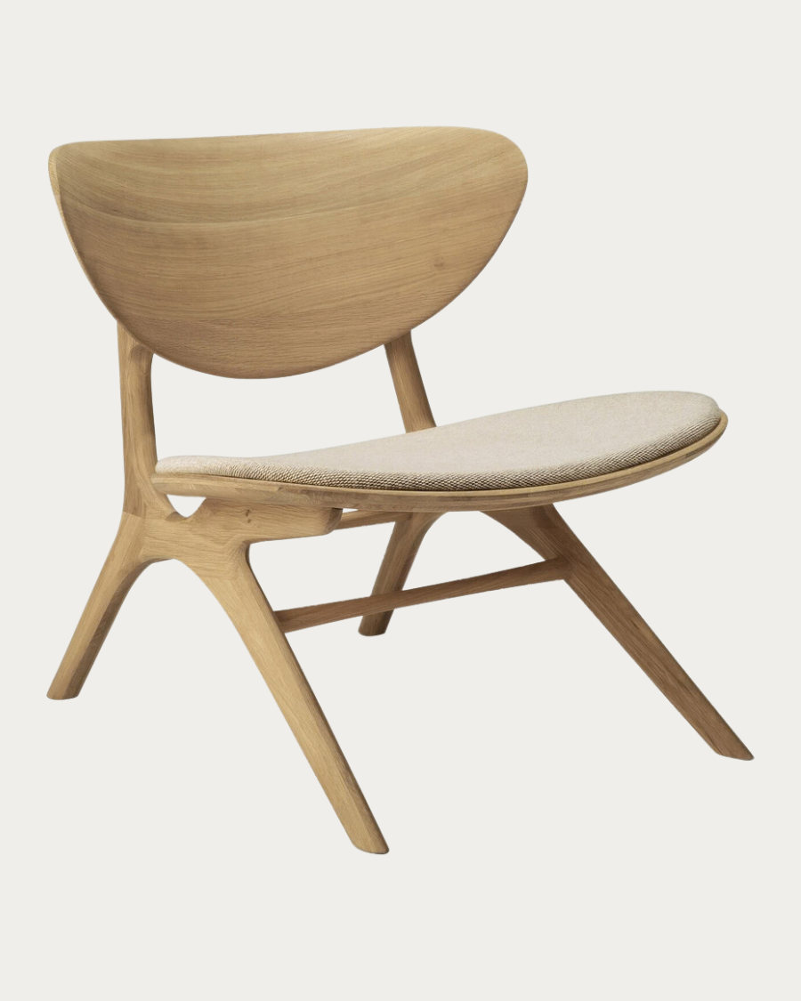 EYE lounge chair from Ethnicraft with upholstery in Off White, side view