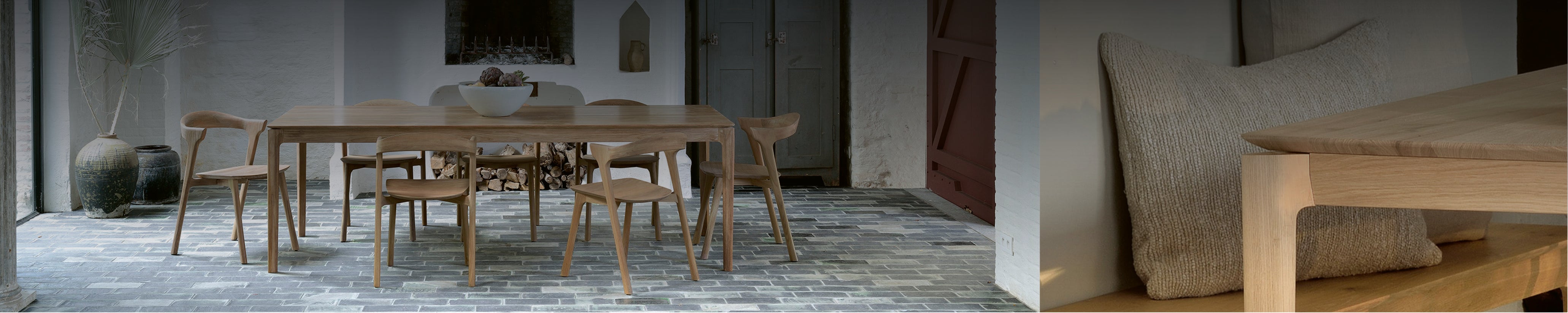 Ethnicraft Bok Esstisch aus massiver Eiche – eleganter Holztisch mit geschwungener Form im Querformat