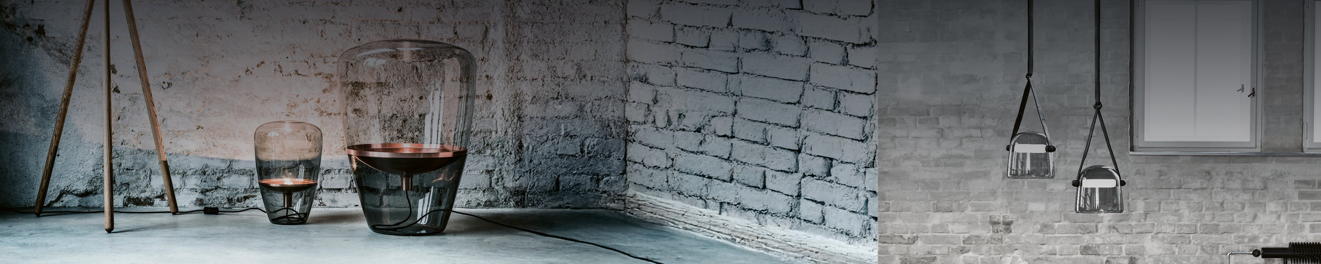 Brokis Designlampe Desktop – Glasleuchte im modernen Interior mit warmem Licht.