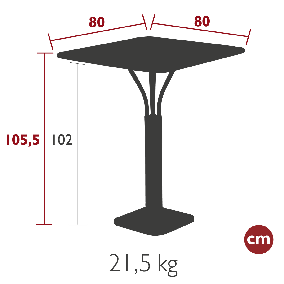 Table de bar LUXEMBOURG - 80 x 80