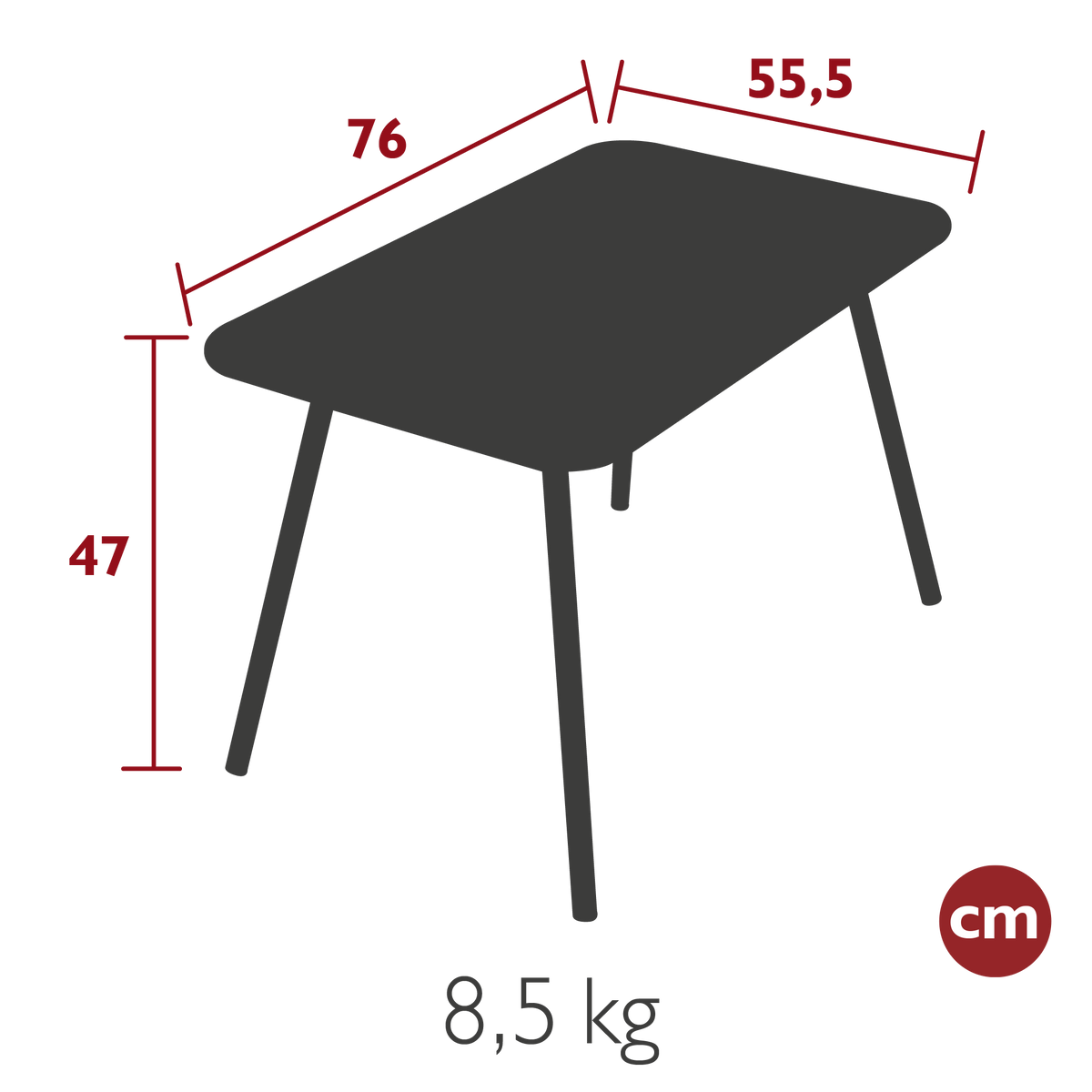 Table de jardin LUXEMBOURG Kid - 76 x 55