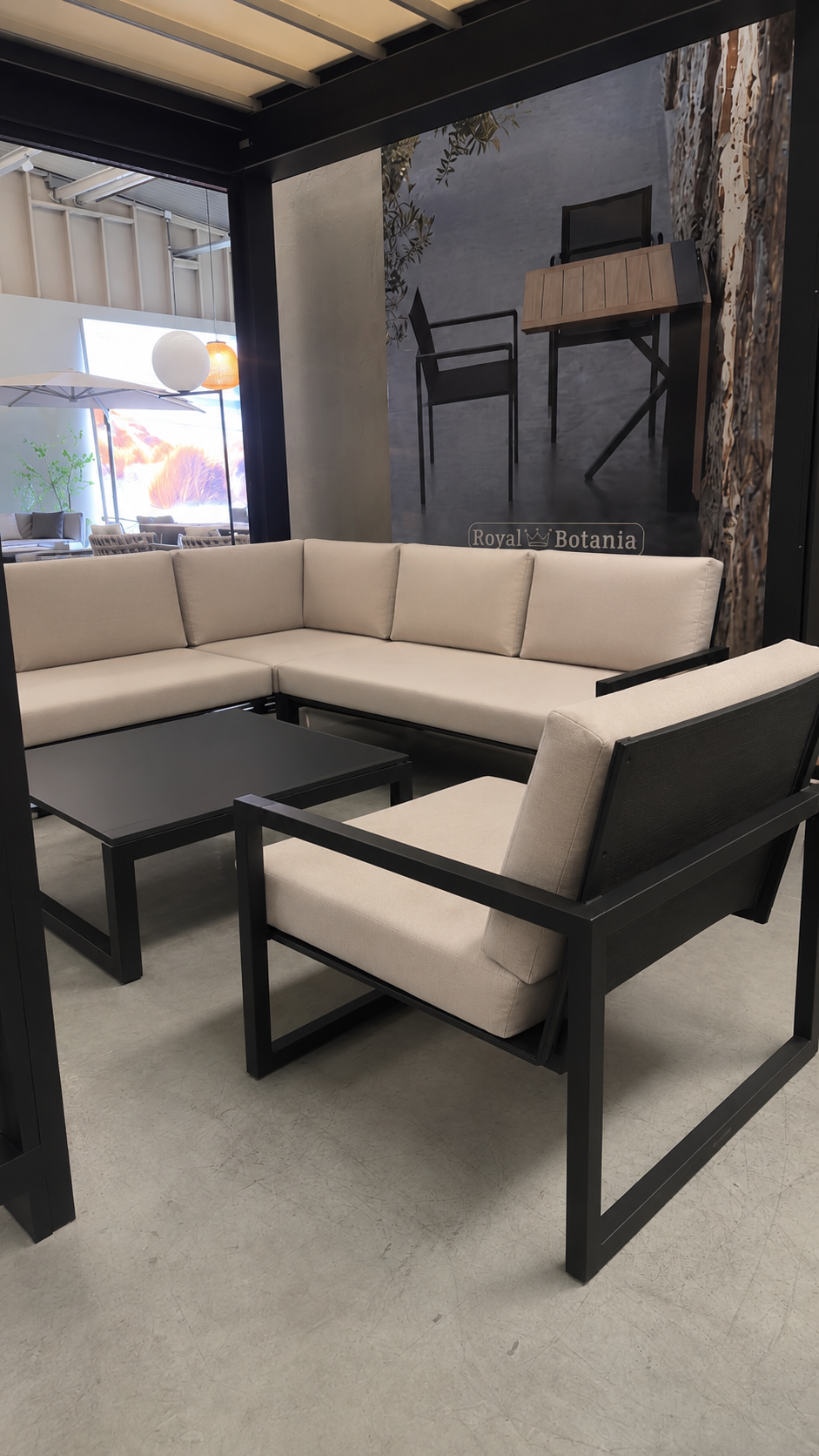 Royal Botania NINIX Garden Lounge Set with Armchair, Table, Stool, and Cushions