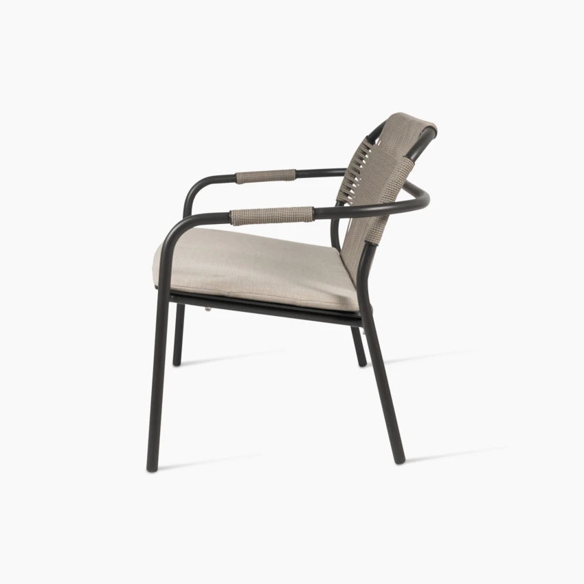 Vincent Sheppard CLEO Garden Sofa Detail with Woven Polypropylene Rope in Fossil Grey