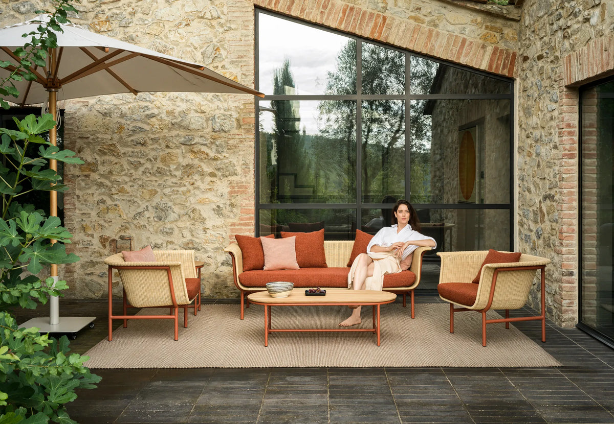 Vincent Sheppard WICKED 3-Seater Garden Sofa with Cushion Set in the Outdoor Lounge Area
