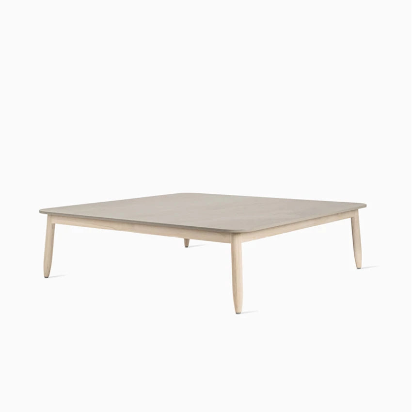 Vincent Sheppard DAVID : table basse carrée en teck vieilli avec plateau en céramique couleur Flint