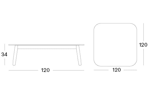 Vincent Sheppard DAVID Table basse carrée Dimensions