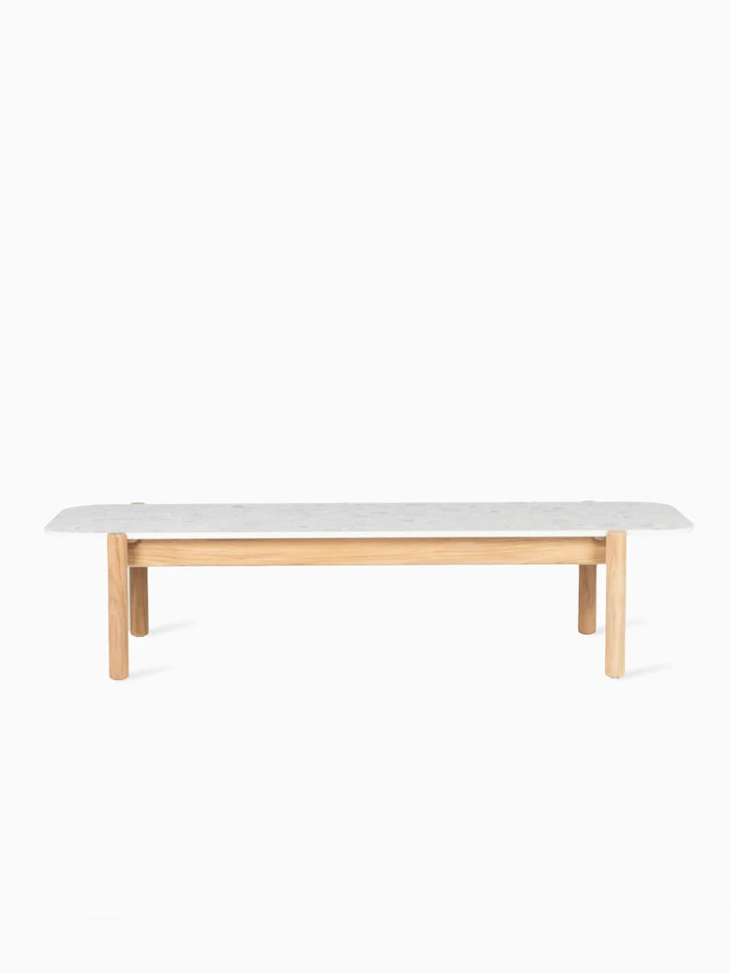 Vincent Sheppard ODA Rectangular Coffee Table with a teak frame and a ceramic top in the color "Shards"