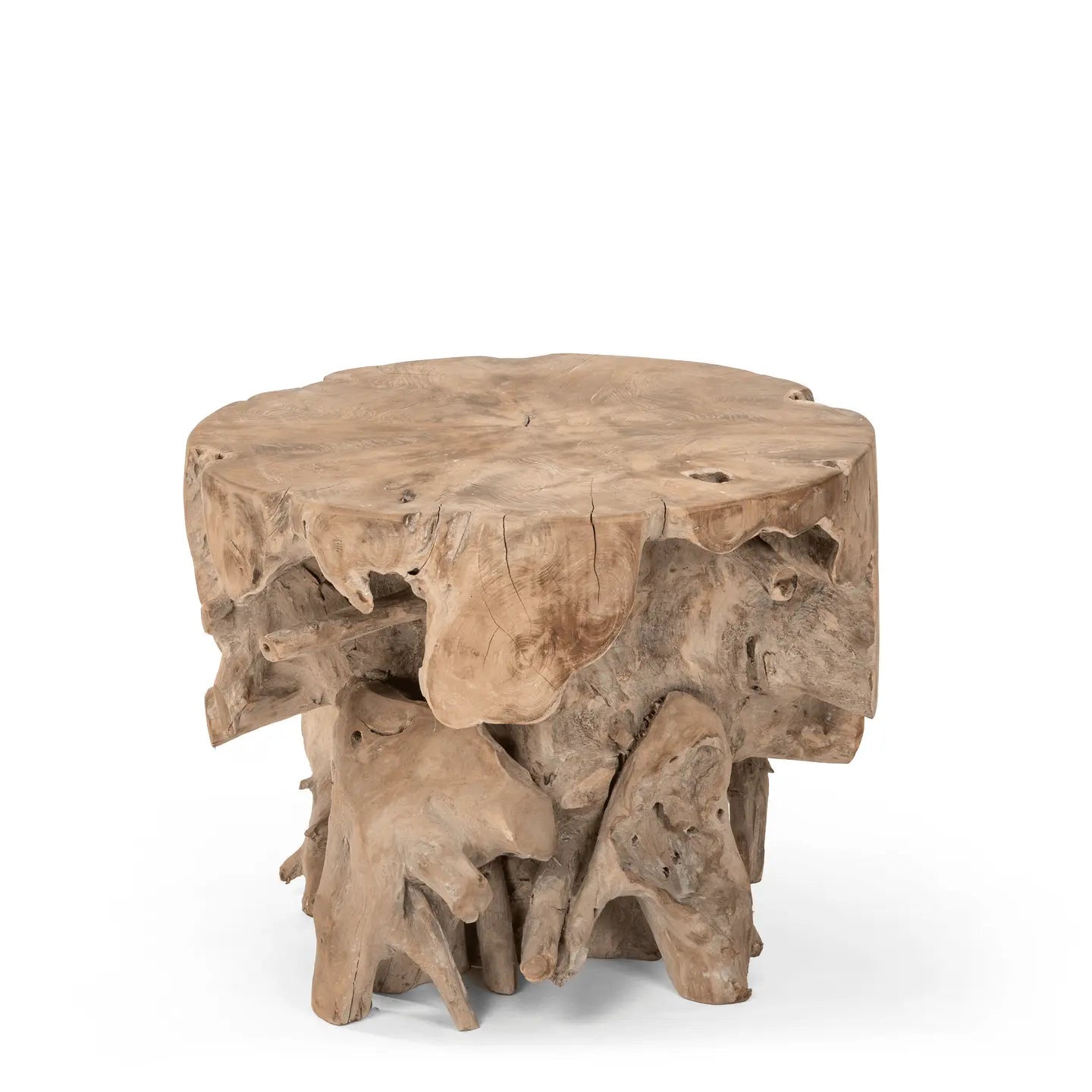 Single view of the BAMBA Side table by Gommaire - handmade with a natural finish