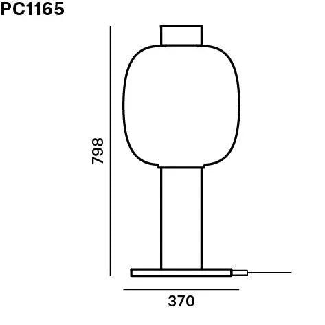 Technische Zeichnung der BONBORI Lampe von Brokis in Größe L – Maßangaben mit Höhe ca. 798 mm und Durchmesser ca. 370 mm, zur Orientierung bei der Gestaltung großzügiger Lichtkonzepte