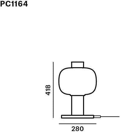 Technische Zeichnung der BONBORI Lampe von Brokis in Größe M – Maßangaben mit Höhe ca. 418 mm und Durchmesser ca. 280 mm, ideal zur Planung von Wohn- und Außenbereichen