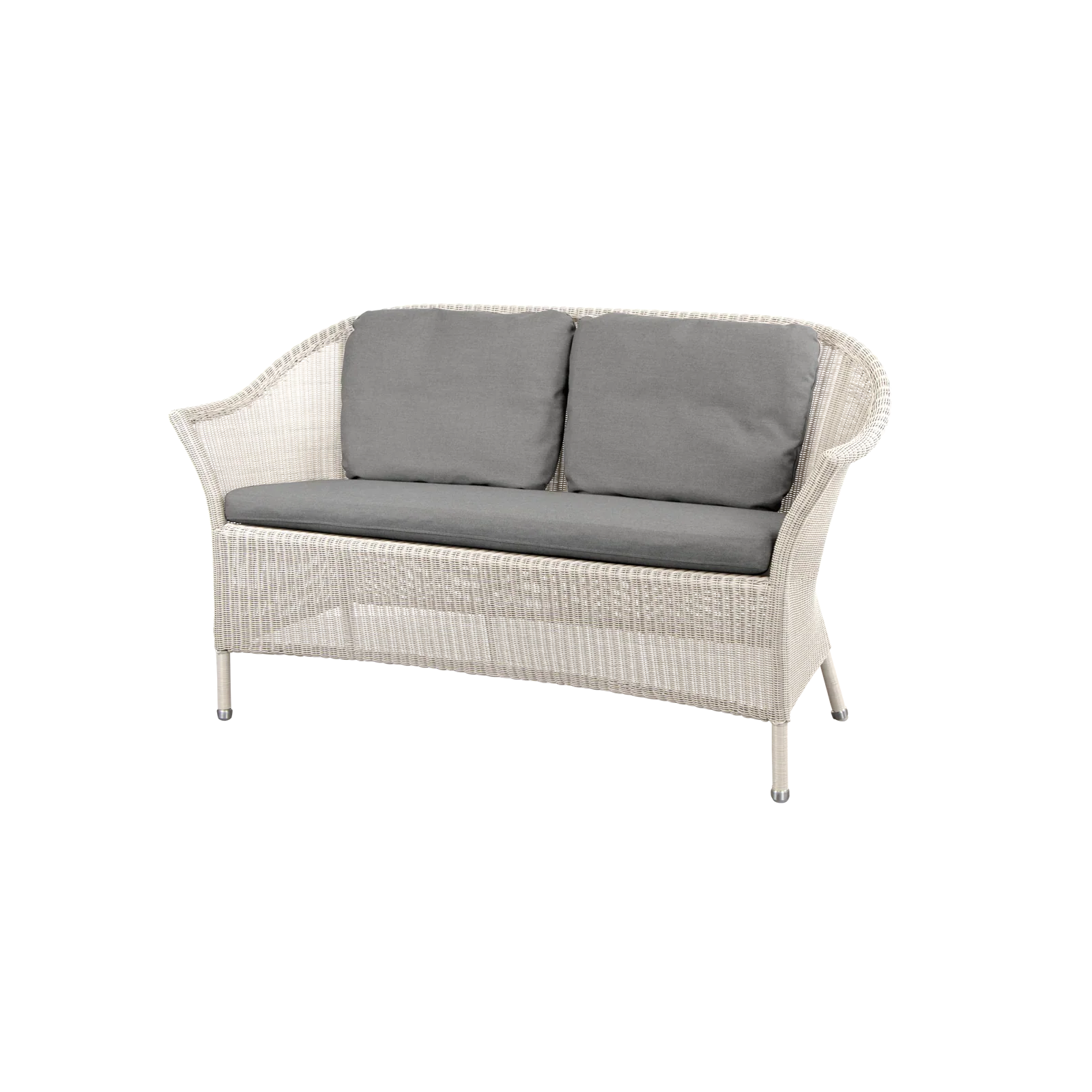 Gartensofa LANSING von Cane-line mit Kissen in Natté Grey – moderne Farbkombination mit klarem Design