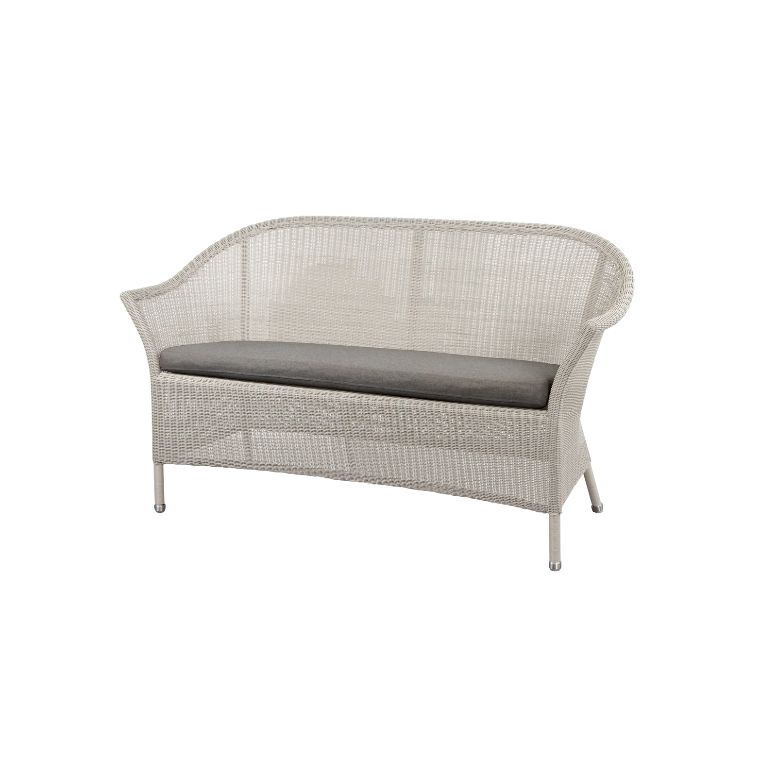 Cane-line LANSING 2-Sitzer mit taupefarbenem Natté-Sitzkissen – zeitloses Farbspiel für moderne Außenbereiche