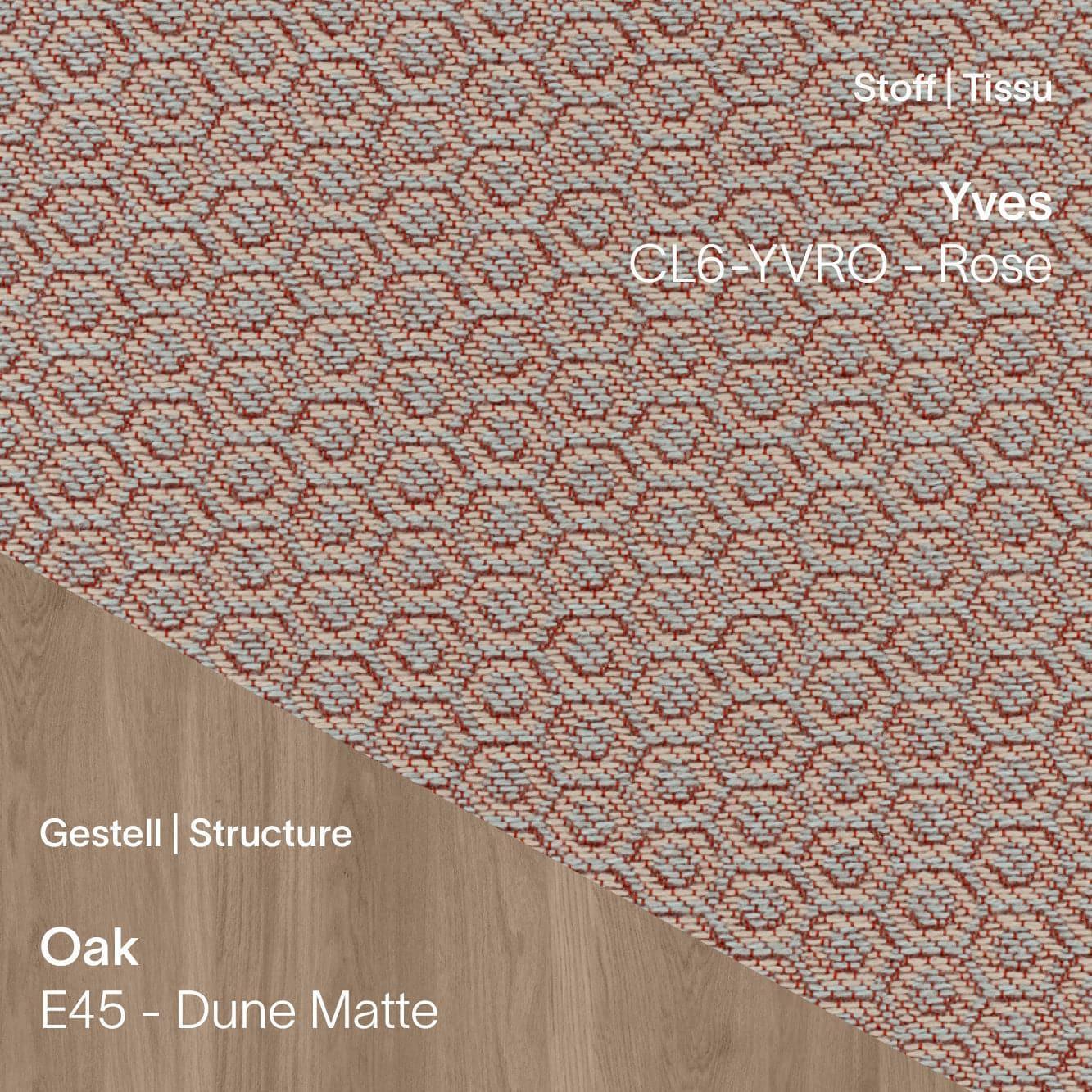 Stuhl CUORI – Tailor Yves CL6 Rose kombiniert mit Eiche Dune Matte Gestell (E45)