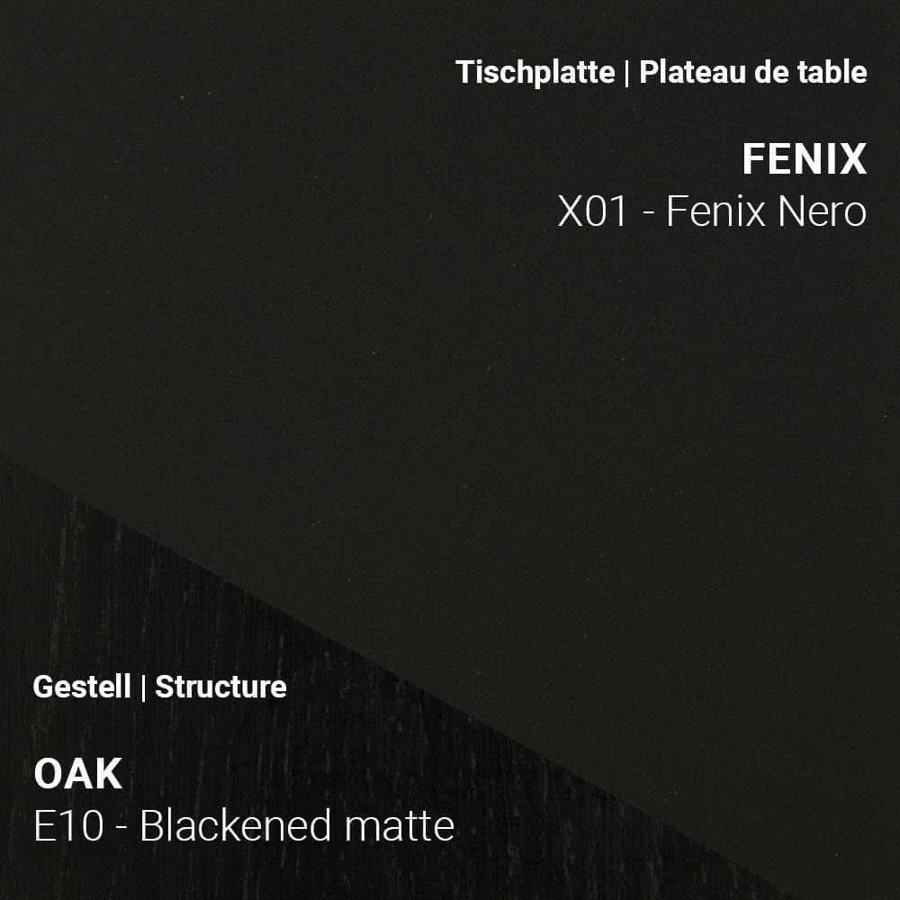 Tischplatte Fenix x01 Nero kombiniert mit Gestell in Eiche Blackened Matte (E10)