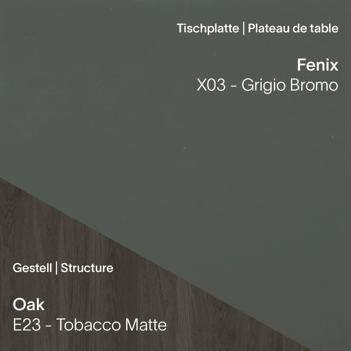 Tischplatte Fenix x03 Grigio Bromo kombiniert mit Eiche Tobacco Matte (E23)
