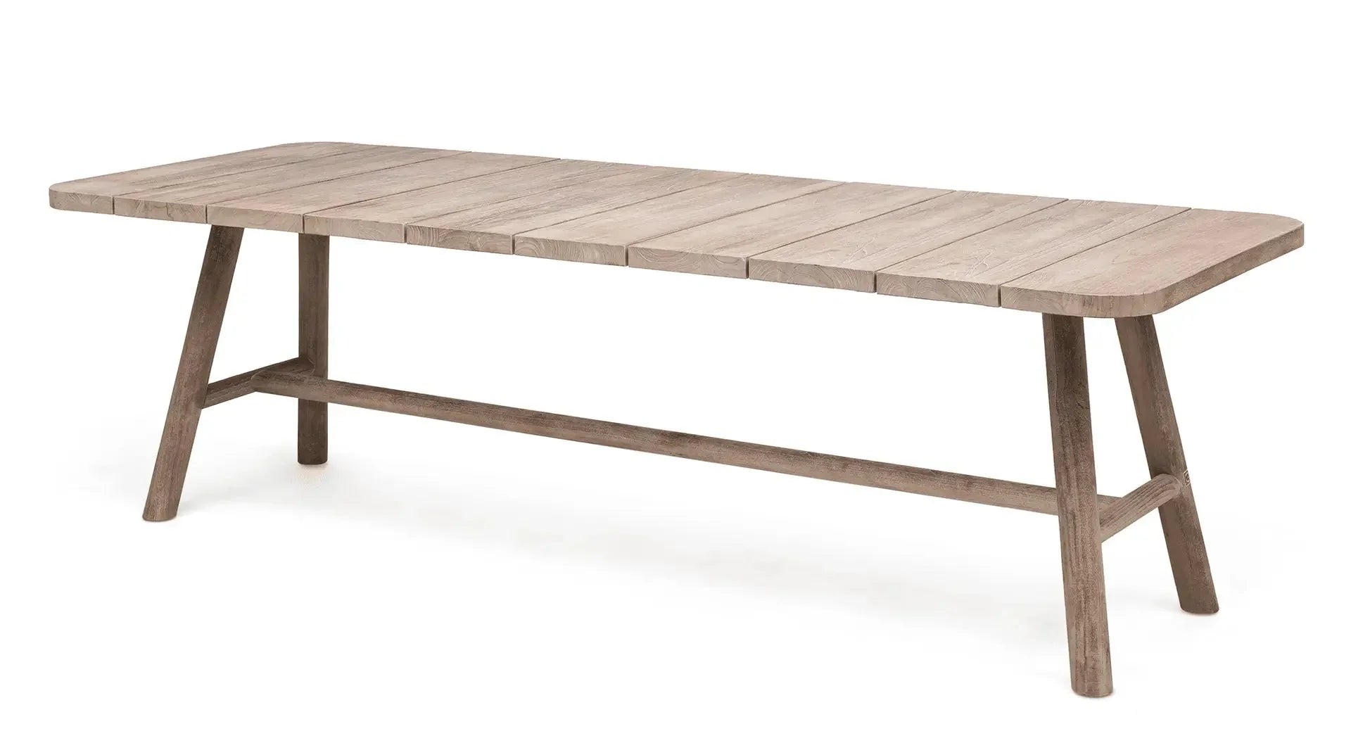 Rechteckiger Gartentisch MIEKE von Gommaire – hochwertiger Outdoor-Esstisch aus massivem Teakholz mit natürlicher Oberfläche, modernes Gartenmöbel für Terrasse und Balkon