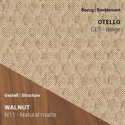 Stuhl KNUT C0214 mit Otello CL5 Beige und Nussbaum Natural – stilvolle Zurückhaltung für anspruchsvolle Wohnräume