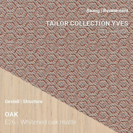 Mobitec KNUT C0214 mit Stoff Tailor Yves CL6 Rose und Eiche Whitened Matte – zarter Farbton auf hellem Unterbau