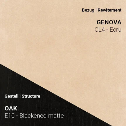 Hochwertiger Designstuhl LOLA C2910 mit Ecru-Stoffbezug und dunklem Eichengestell von Mobitec