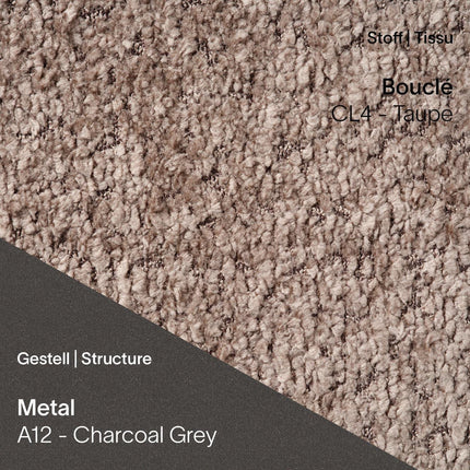 Stuhl LOLA C3212 in taupefarbenem Bouclé-Stoff mit anthrazitfarbenem Gestell