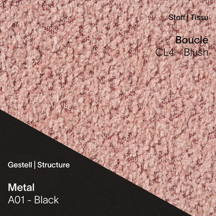 Mobitec LOLA C3510 in Bouclé CL4 Blush mit A01 Metal Black – sanftes Rosa mit markantem Rahmen