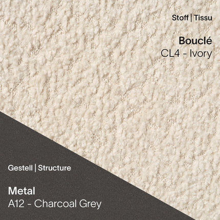 LOLA C3510 mit Bouclé Ivory und A12 Charcoal Grey – edles Elfenbein mit tiefem Metallton