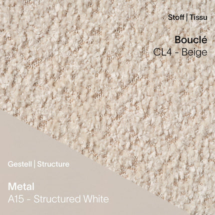 Mobitec LOLA C4110 in Bouclé CL4 Beige mit A15 Structured White – hell und strukturiert mit angenehmem Stoffgriff