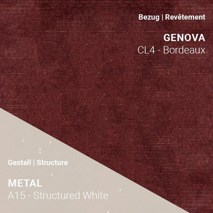 Stuhl LOLA C4212 in Genova Bordeaux und A15 Structured White – kräftiger Farbakzent trifft auf strahlendes Weiß