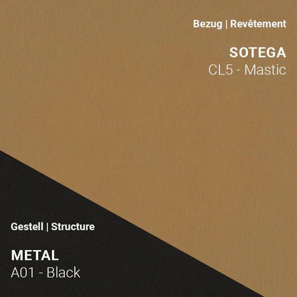 Mobitec Stuhl LOLA C4212 mit Sotega Mastic und A01 Metal Black – feiner Cremeton mit dunklem Rahmen