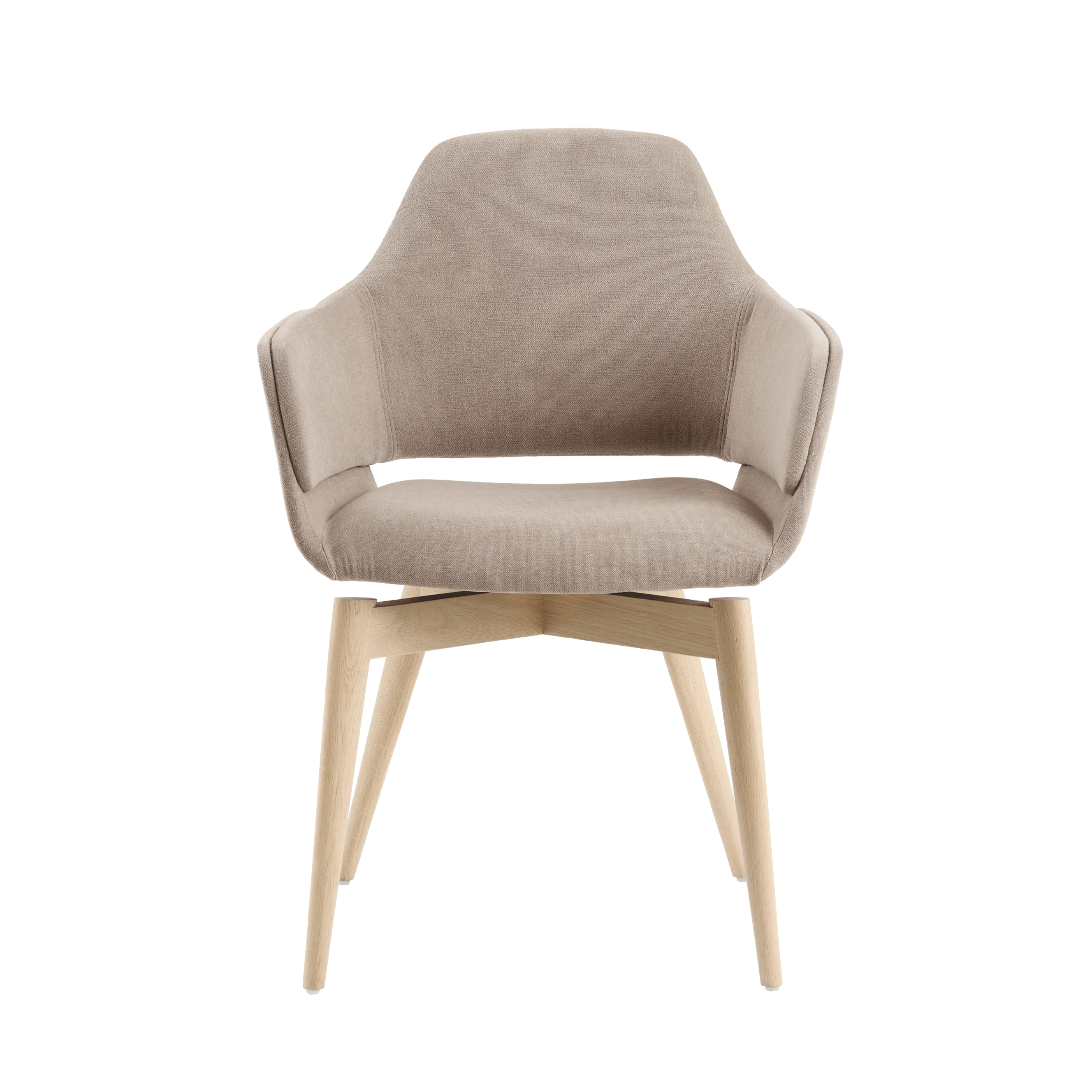 Mobitec LOTUS C0212 – Armlehnstuhl in Frontansicht mit sanft gerundeter Sitzschale und gepolsterten Armlehnen