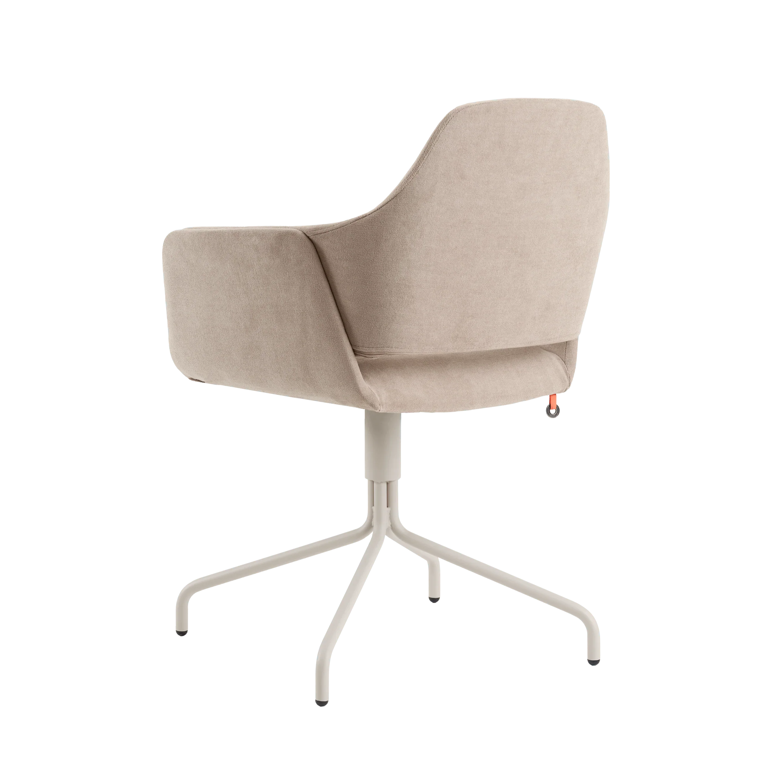 Rückansicht des drehbaren Mobitec Armlehnstuhls LOTUS C1212 mit durchgehender Rückenlehne und stabilem Drehfuß