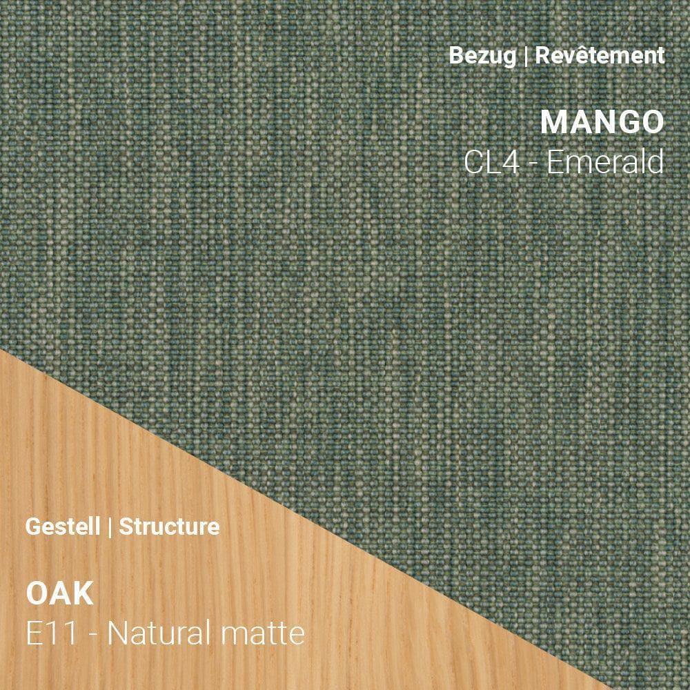 Mobitec NEO C0550 mit Stoff Mango Emerald und Eiche Natural Matte – frisches Design mit organischer Eleganz