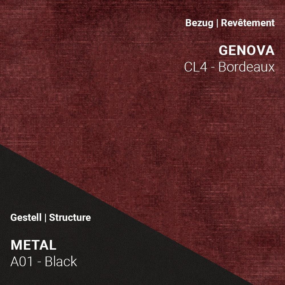 Barstuhl PAMP C1610 mit bordeauxrotem Stoffbezug Genova CL4 und schwarzem Gestell A01 – ausdrucksstark & elegant