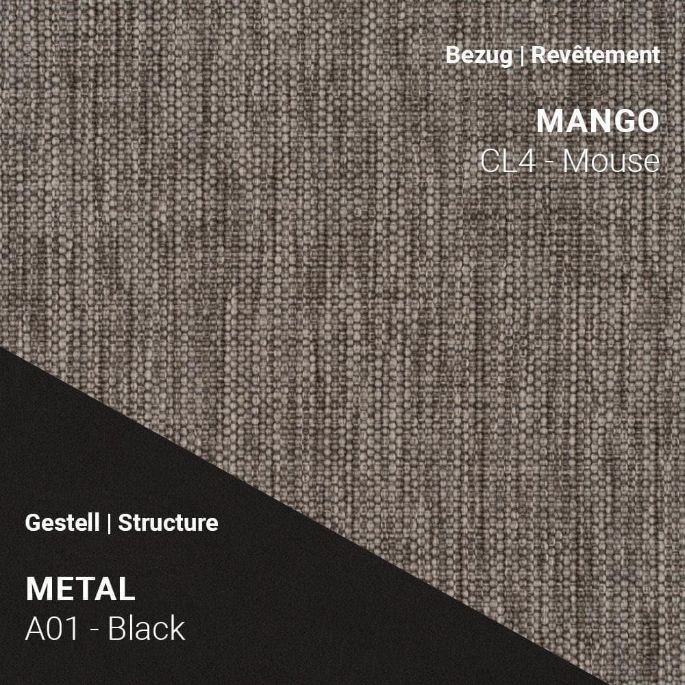Barstuhl PAMP C1610 mit graubraunem Bezug Mango CL4 Mouse und schwarzem Gestell A01 – dezent und weich