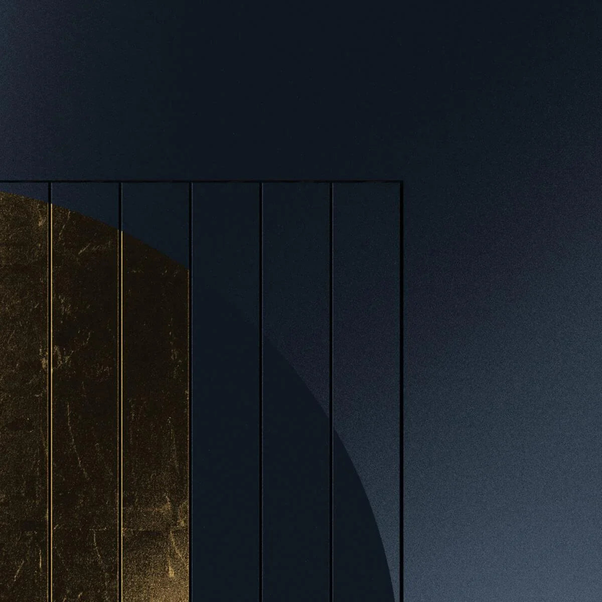QLOCKTWO MOON MIDNIGHT Gold – präzise Kantenverarbeitung in der Detailansicht, modernes Uhrendesign in Gold