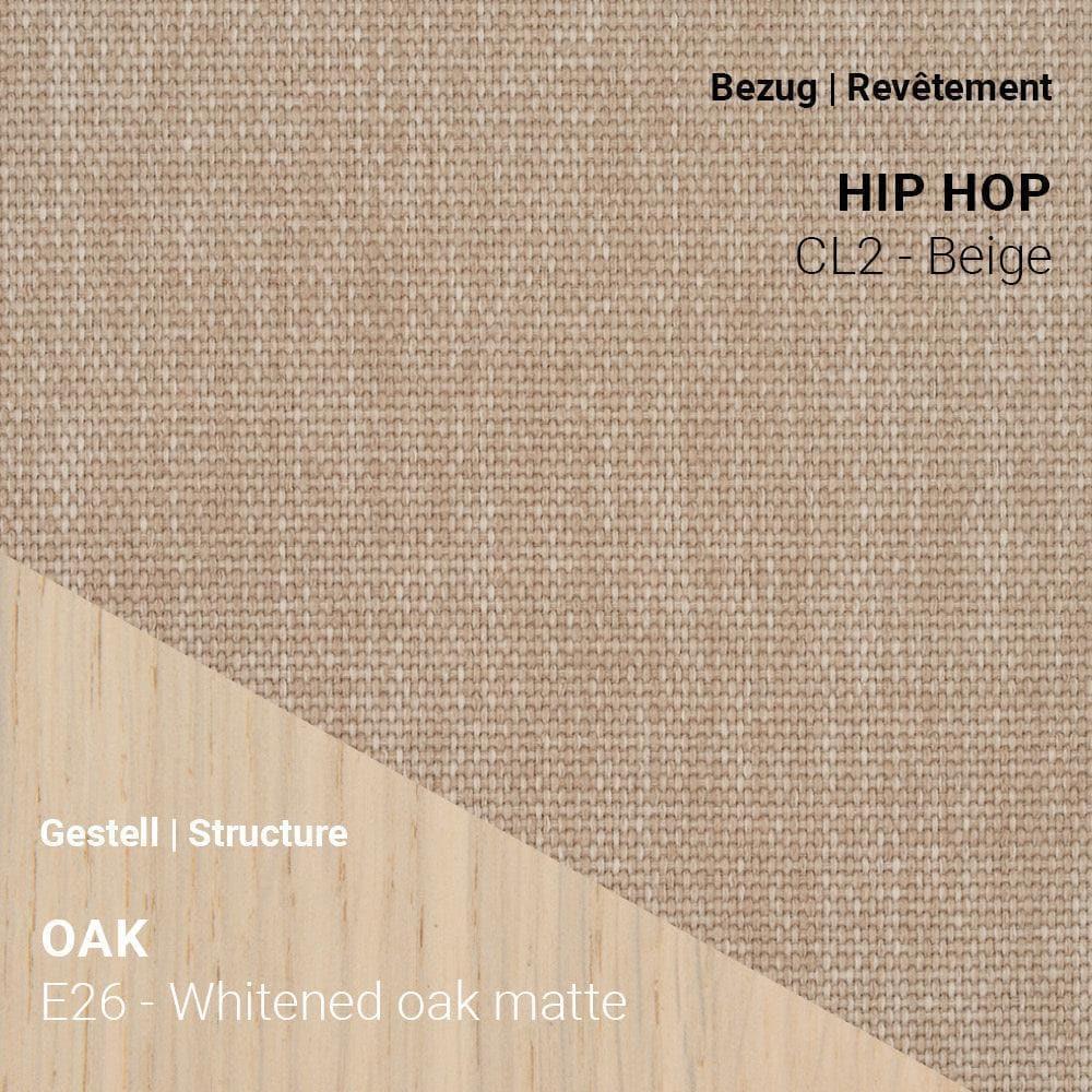 Hip Hop CL2 Beige auf SAGA C0110 mit hellem Eiche Whitened Matte Gestell (E26)