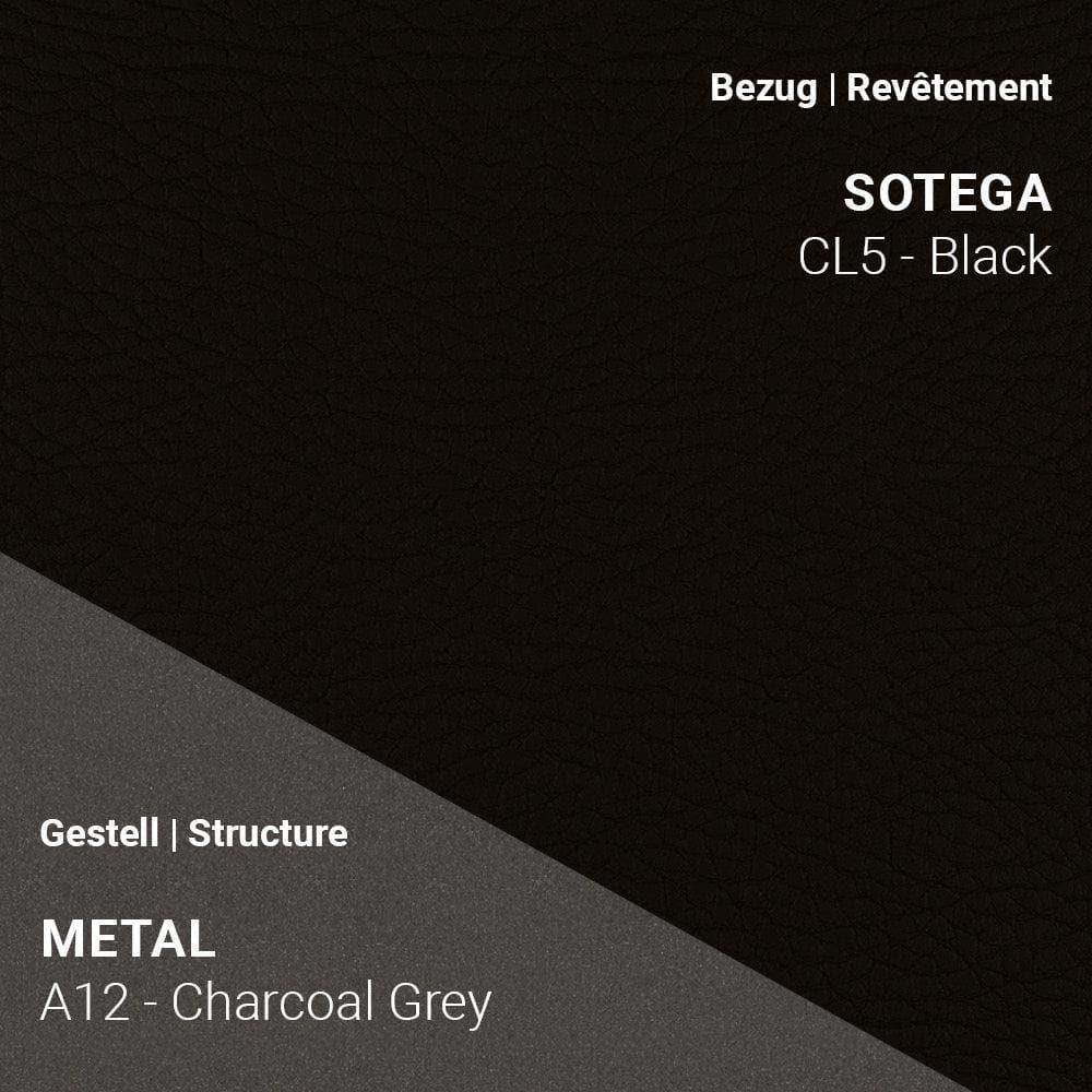 Stoff Sotega CL5 Black kombiniert mit Metallgestell A12 in Charcoal Grey