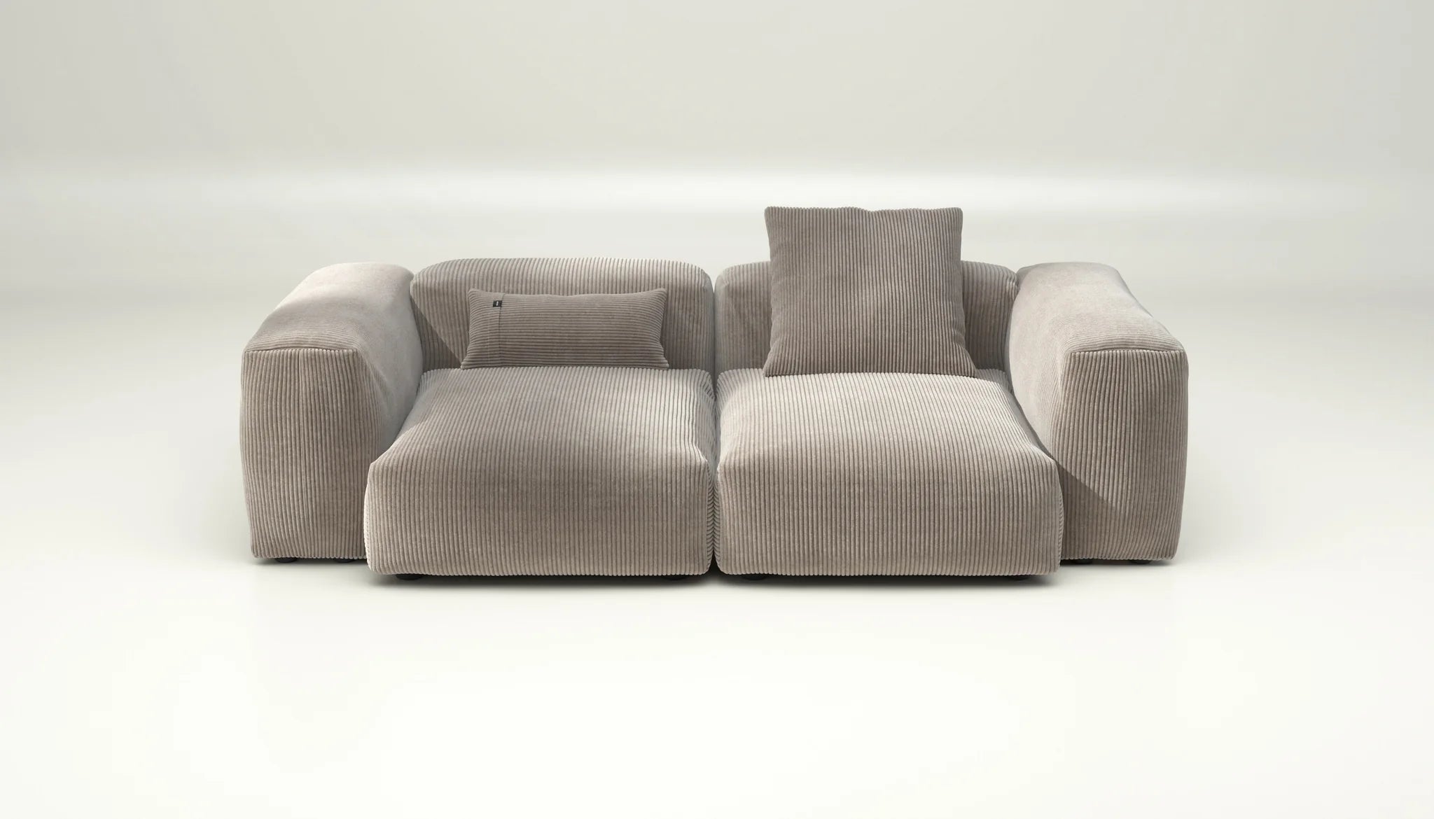 Modulares Vetsak Sofa SET 02 M Cord Platinum mit Kissen – gemütliches Designerstück in stilvollem Grau