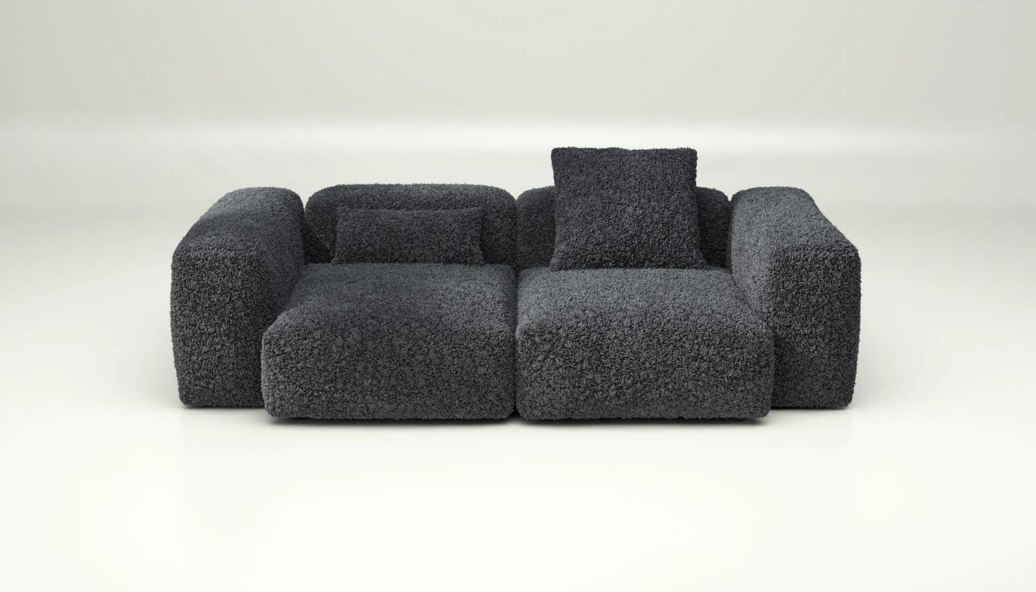 Doodle Dark Grey Sofa mit Kissen – Vetsak SET 02 M im angesagten Bouclé-Stil