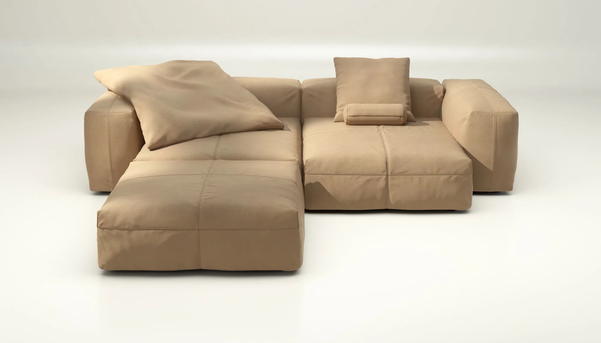 Sofa SET 03 Leder Beige mit Kissen – Vetsak Lounge für stilvolle Gemütlichkeit