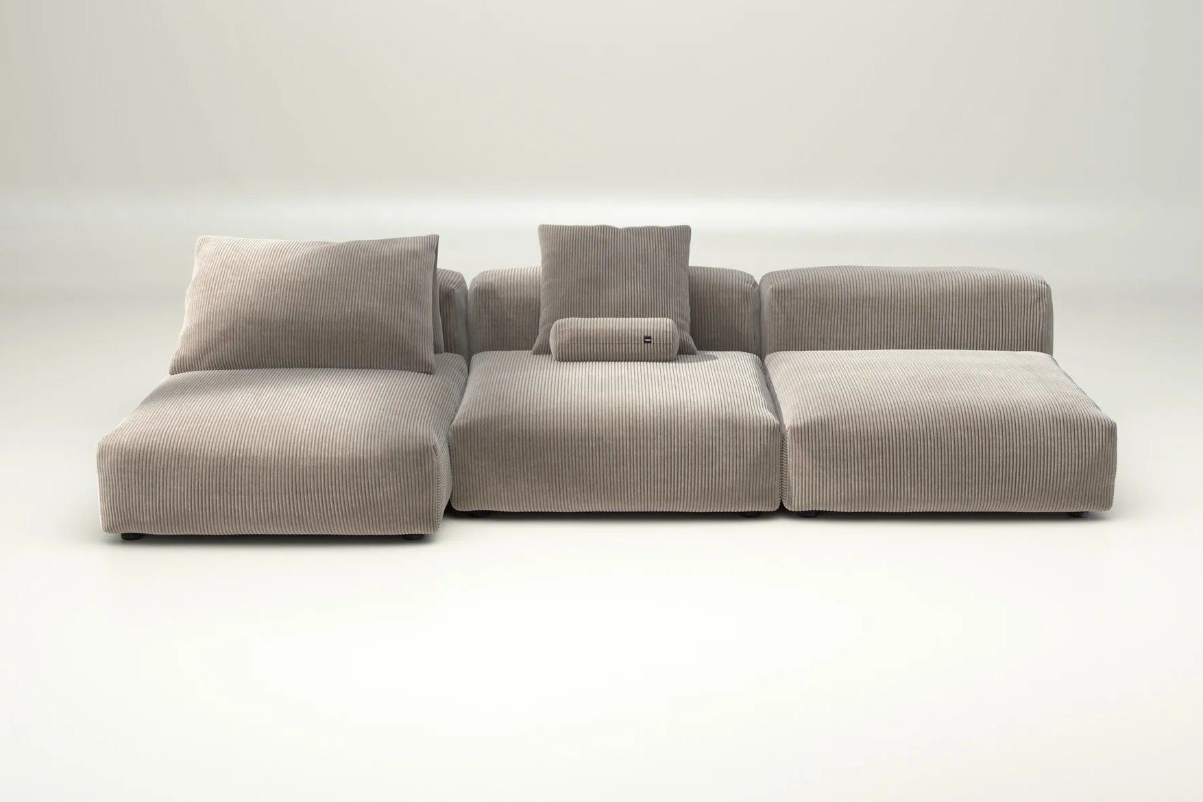 Sofa Set 04 mit Cord Velour Platinum – mit Kissenset, weicher Strukturstoff für elegante Komfortzonen