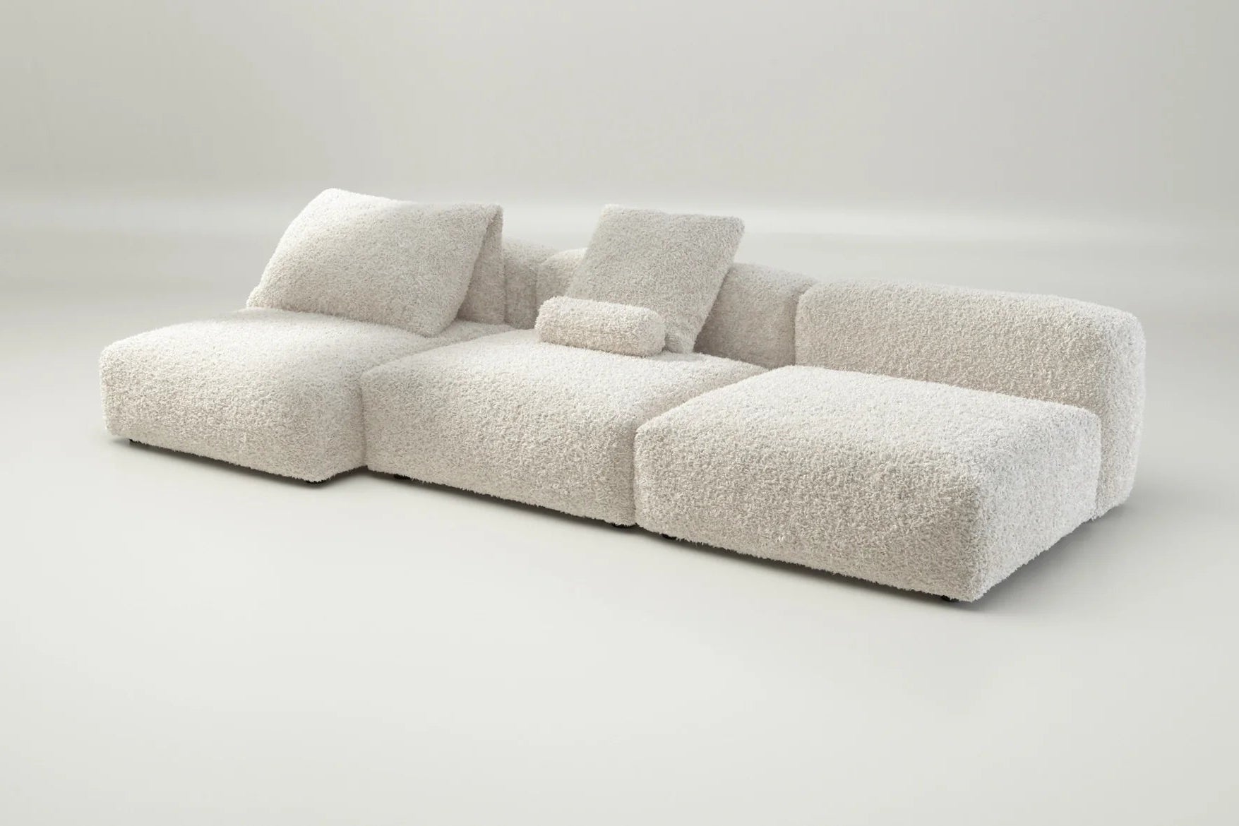 Sofa Set 04 in Doodle Cream – mit Kissen, beigefarbene Lounge mit wohnlichem Charakter und Struktur